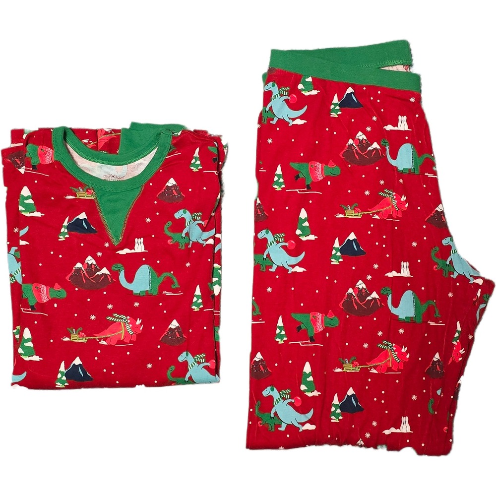 Wondershop Pajama Set Mens Large Red Good Holiday Dinosaur Print Cotton PJs
